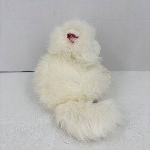 Vintage Persian Cat Plush White Realistic Stuffed Animal Red Heart Shape Nose - Picture 3 of 8